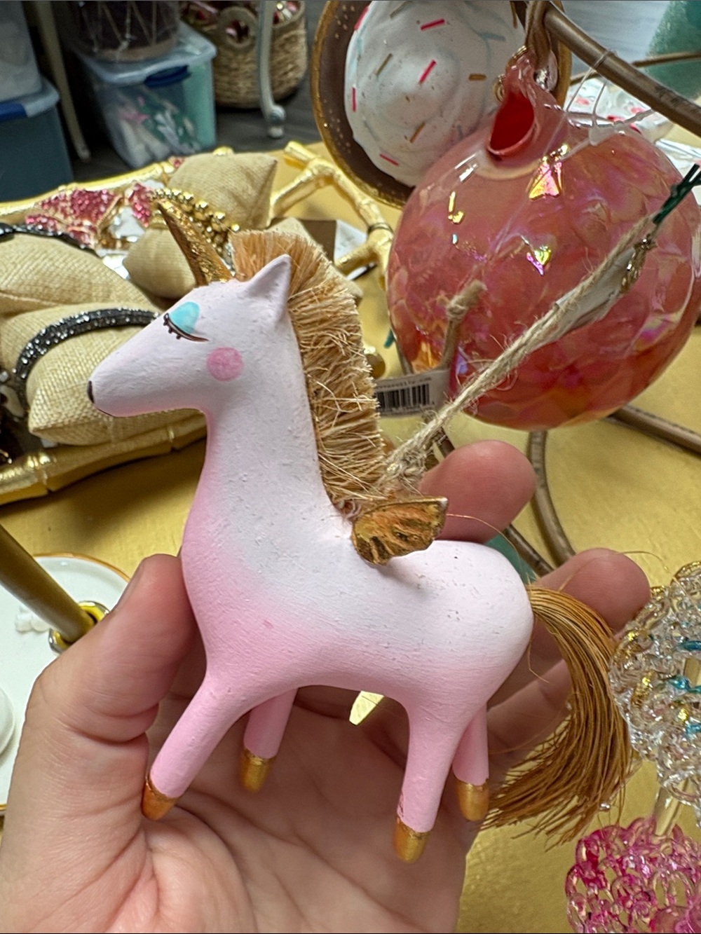 Whimsical Pink Unicorn Ornament - Glitterville